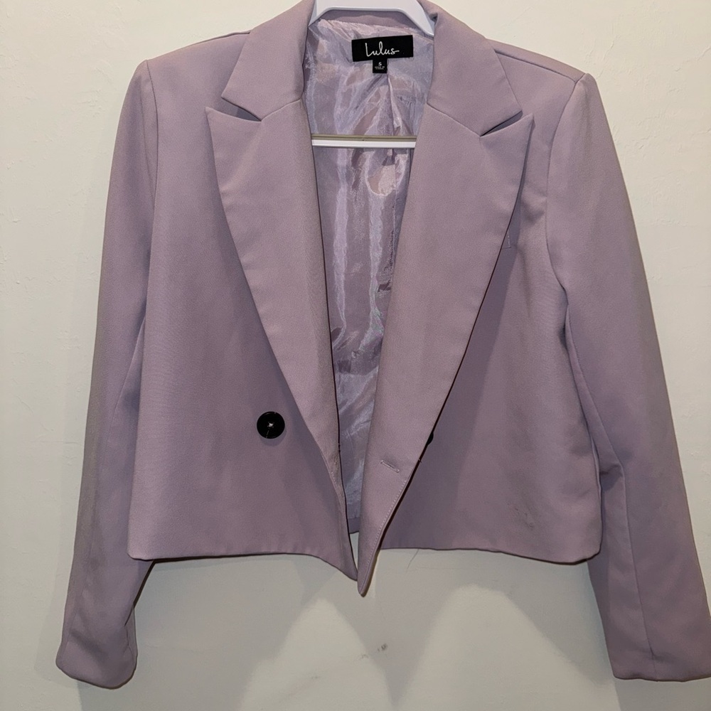 Lulu's Lilac Lavender Purple Double-Breasted Blazer - Picture 4 of 5